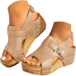 Eduavar Womens Wedge Sandals, Orthopedic Sandals for Women Sandals Open Toe Wedge Platform Sandal with Back Strap