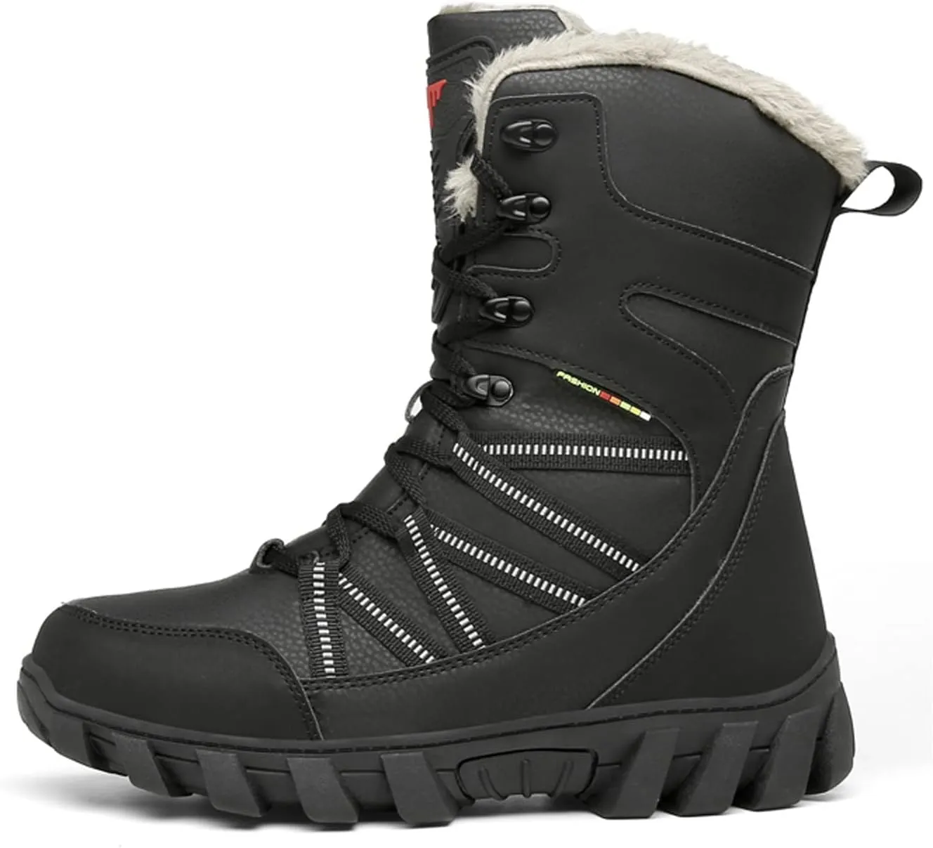 Eliogn Mens Combat Boots Tactical Waterproof Durable Leather Military Warm Snow Work Boots
