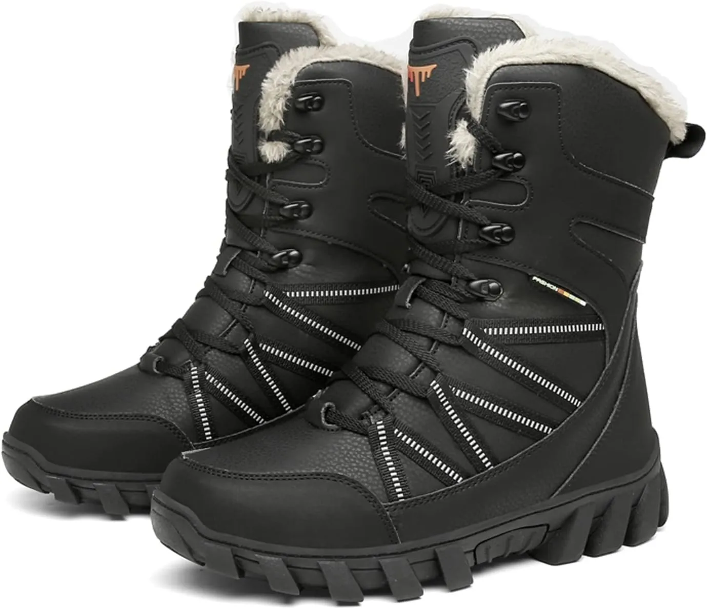 Eliogn Mens Combat Boots Tactical Waterproof Durable Leather Military Warm Snow Work Boots