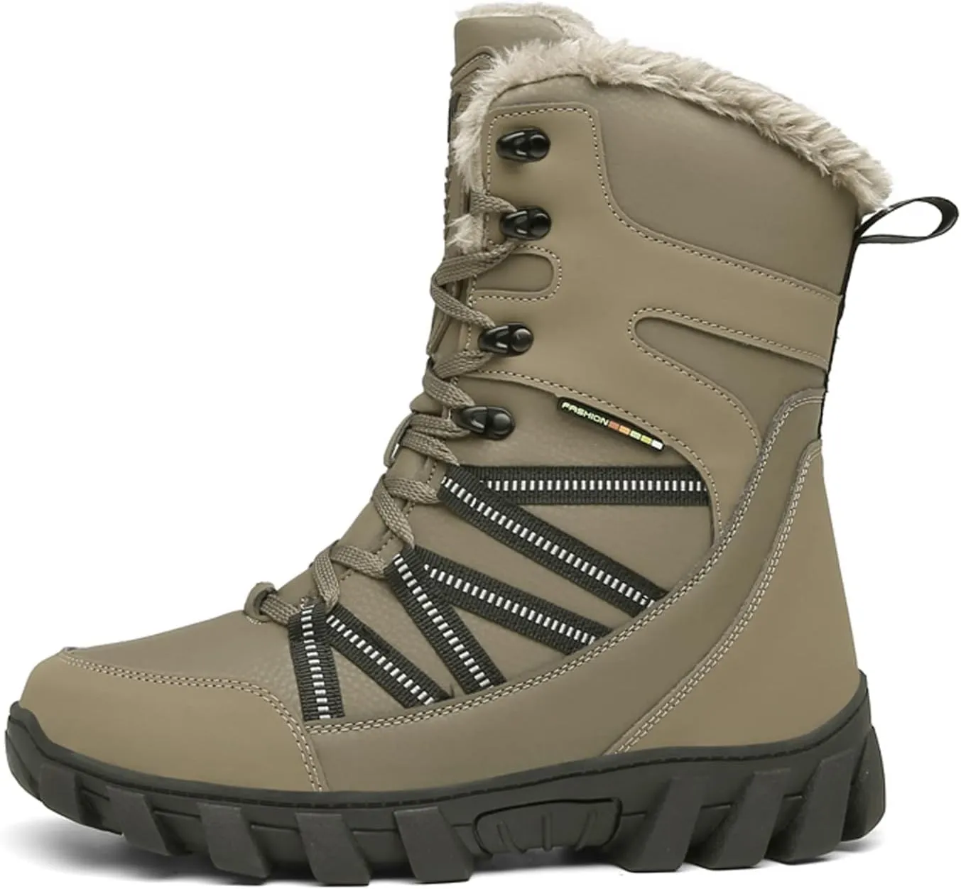 Eliogn Mens Combat Boots Tactical Waterproof Durable Leather Military Warm Snow Work Boots