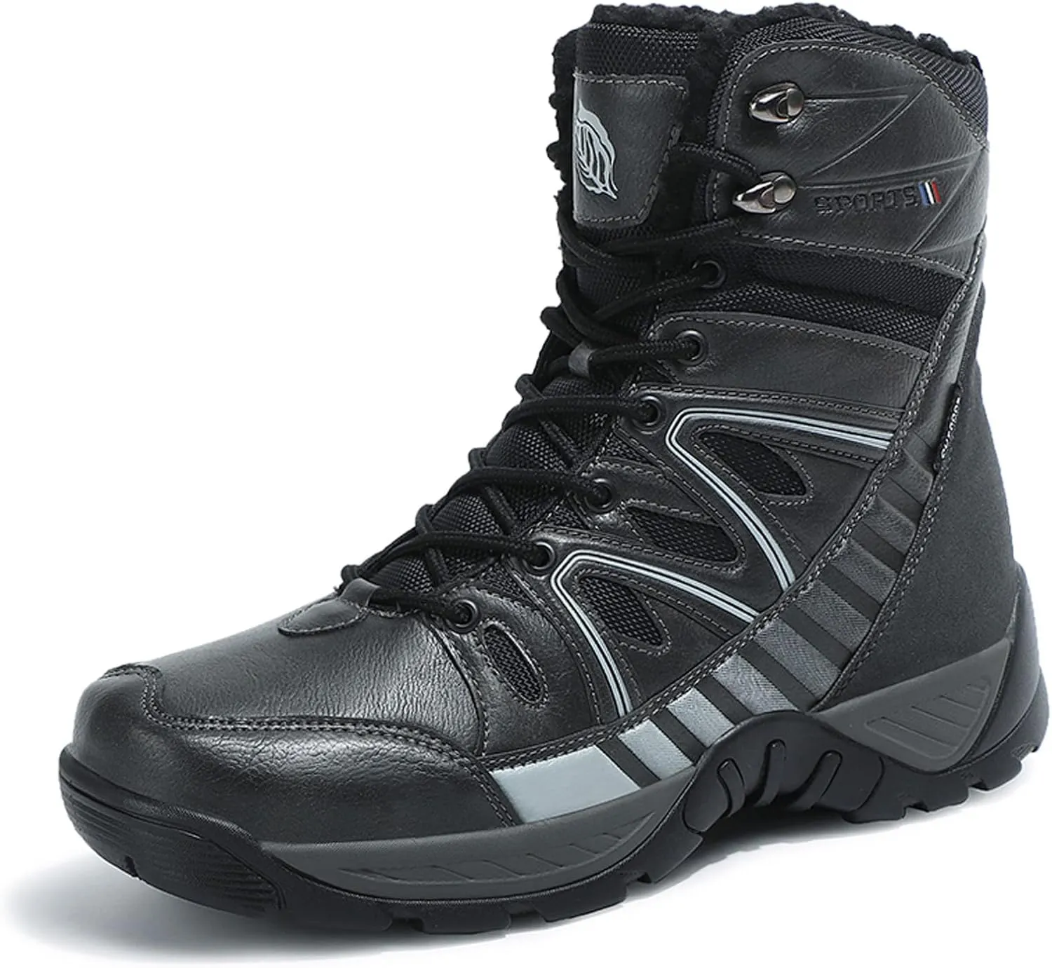 Eliogn Mens Combat Boots Tactical Waterproof Durable Leather Military Warm Snow Work Boots