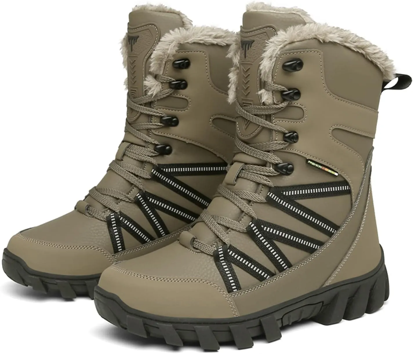 Eliogn Mens Combat Boots Tactical Waterproof Durable Leather Military Warm Snow Work Boots