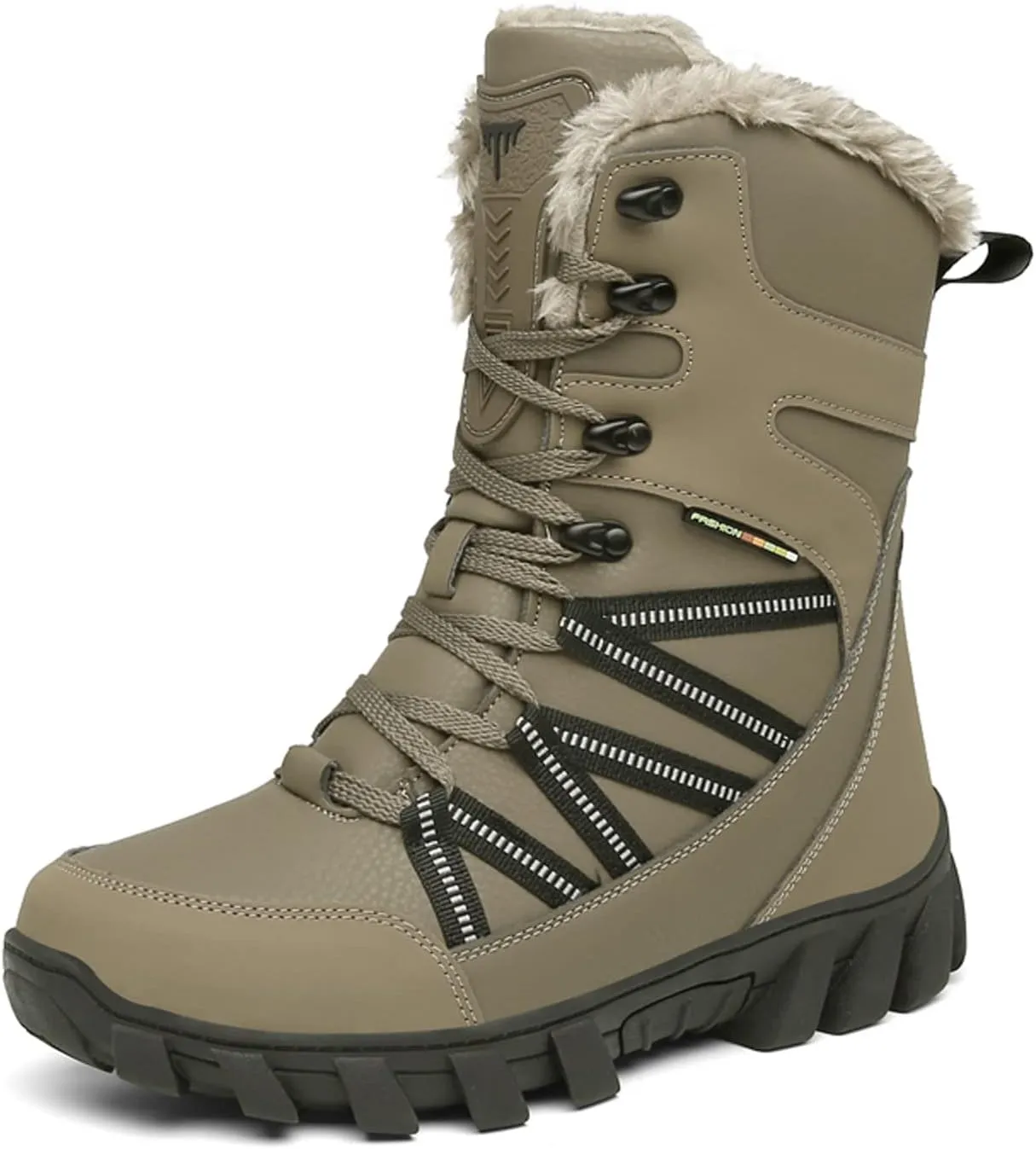 Eliogn Mens Combat Boots Tactical Waterproof Durable Leather Military Warm Snow Work Boots