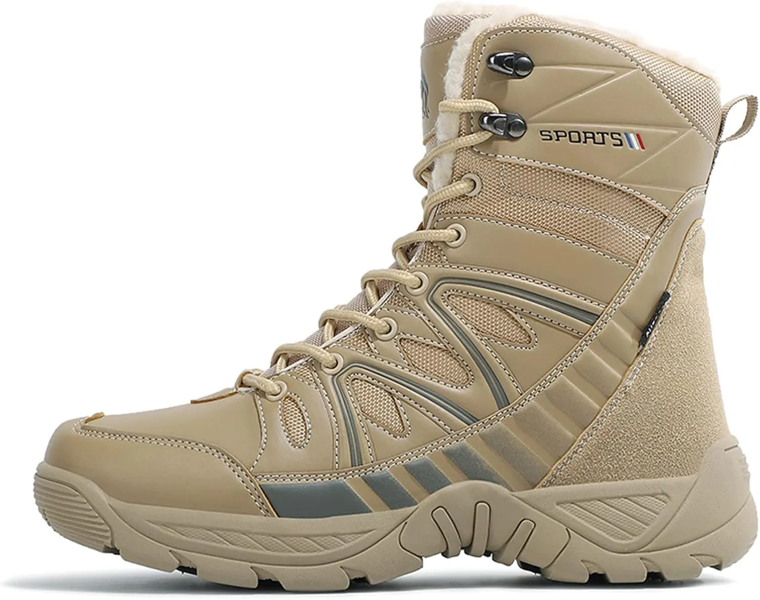 Eliogn Mens Combat Boots Tactical Waterproof Durable Leather Military Warm Snow Work Boots