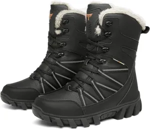 Eliogn Mens Combat Boots Tactical Waterproof Durable Leather Military Warm Snow Work Boots