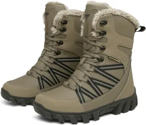 Eliogn Mens Combat Boots Tactical Waterproof Durable Leather Military Warm Snow Work Boots
