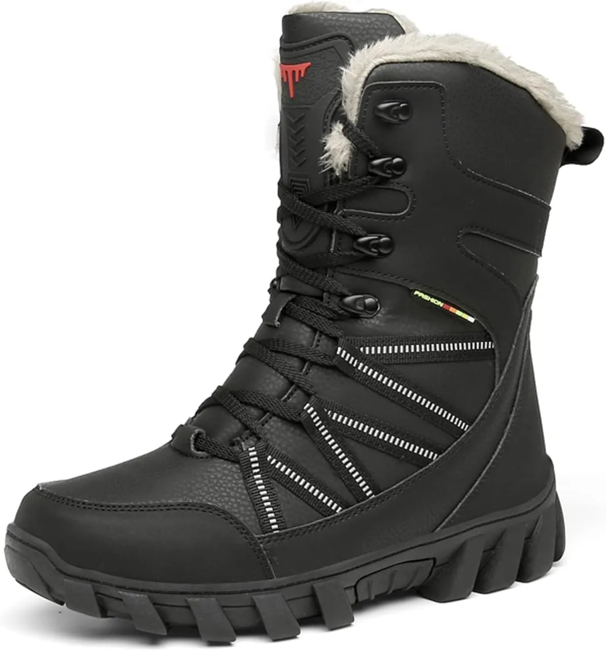 Eliogn Mens Combat Boots Tactical Waterproof Durable Leather Military Warm Snow Work Boots