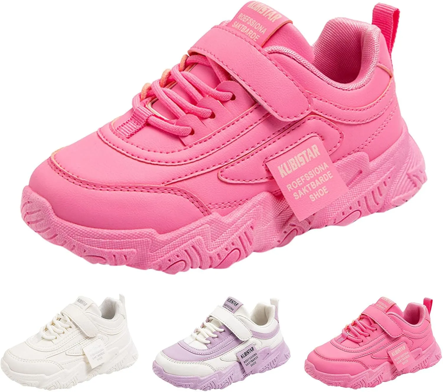 Fashion All Seasons Children Sports Shoes Girls Flat Sole Thick Non Slip Light Lace Up Shoes Hook Loop Shoes for