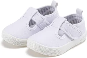 Fashion Canvas Toddler Baby Boy Girl Flat Shoes Canvas Shoes Baby Soft Sole Cotton Shoes with Adjustable Strap
