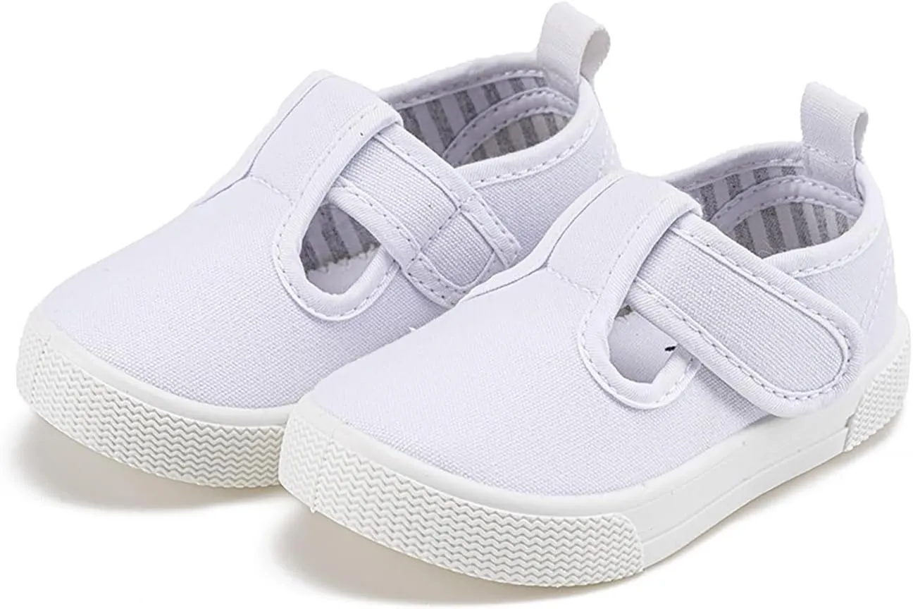 Fashion Canvas Toddler Baby Boy Girl Flat Shoes Canvas Shoes Baby Soft Sole Cotton Shoes with Adjustable Strap