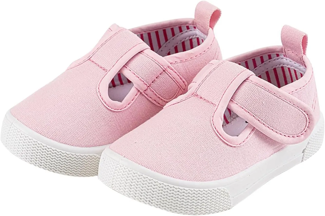 Fashion Canvas Toddler Baby Boy Girl Flat Shoes Canvas Shoes Baby Soft Sole Cotton Shoes with Adjustable Strap