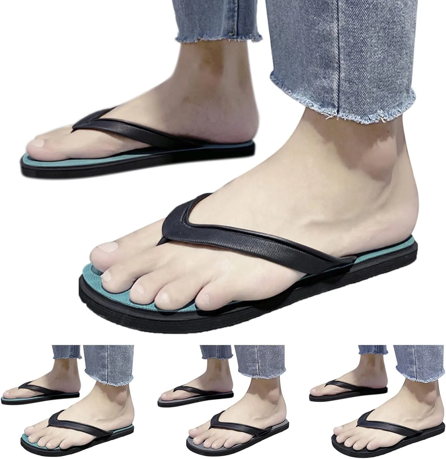 Fashion Summer Men Flip Flops Flat Bottom and Light Cover Comfortable and Simple Solid Color Custom Slides