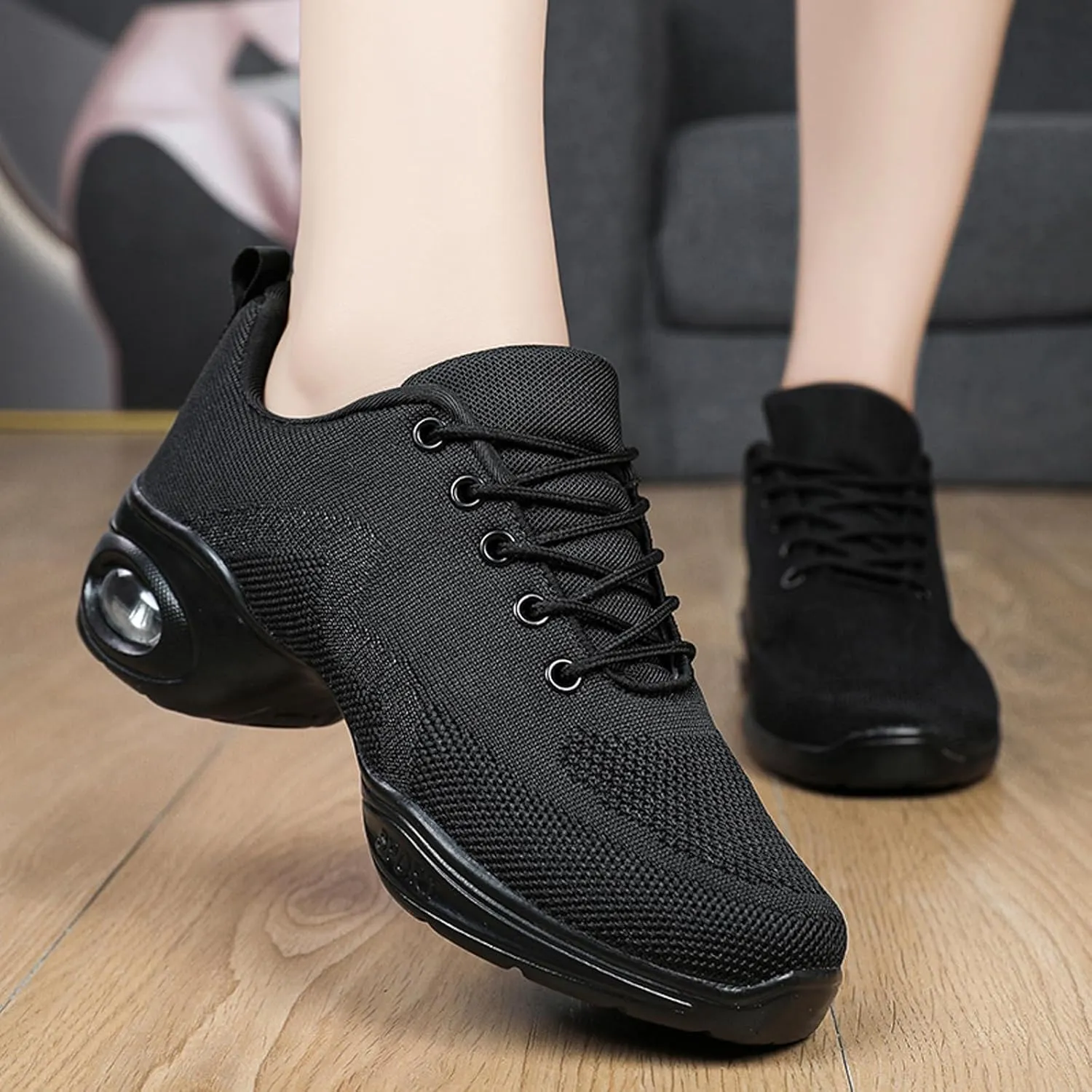 FLIOZY Women's Jazz Shoes Breathable Air Cushion Platform Modern Dance Shoes Athletic Walking Lace-up Sneakers