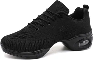 FLIOZY Women's Jazz Shoes Breathable Air Cushion Platform Modern Dance Shoes Athletic Walking Lace-up Sneakers