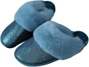 Fluffy Slippers for Women Winter Warm Slippers Memory Foam House Slipper Soft Plush Lining Cozy House Shoes Outdoor Indoor Gifts for Ladies (Color : Blue, Size : EU 38)