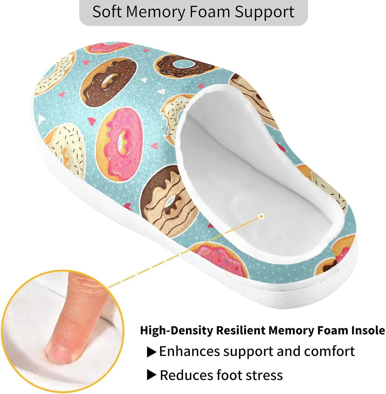 GAIGEO Slippers Men Striped Flowers Yellow, Memory Foam Slippers Men for Indoor Bedroom, Warm Winter House Shoes