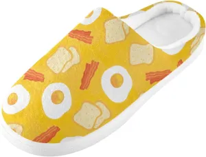 GAIGEO Slippers Men Striped Flowers Yellow, Memory Foam Slippers Men for Indoor Bedroom, Warm Winter House Shoes