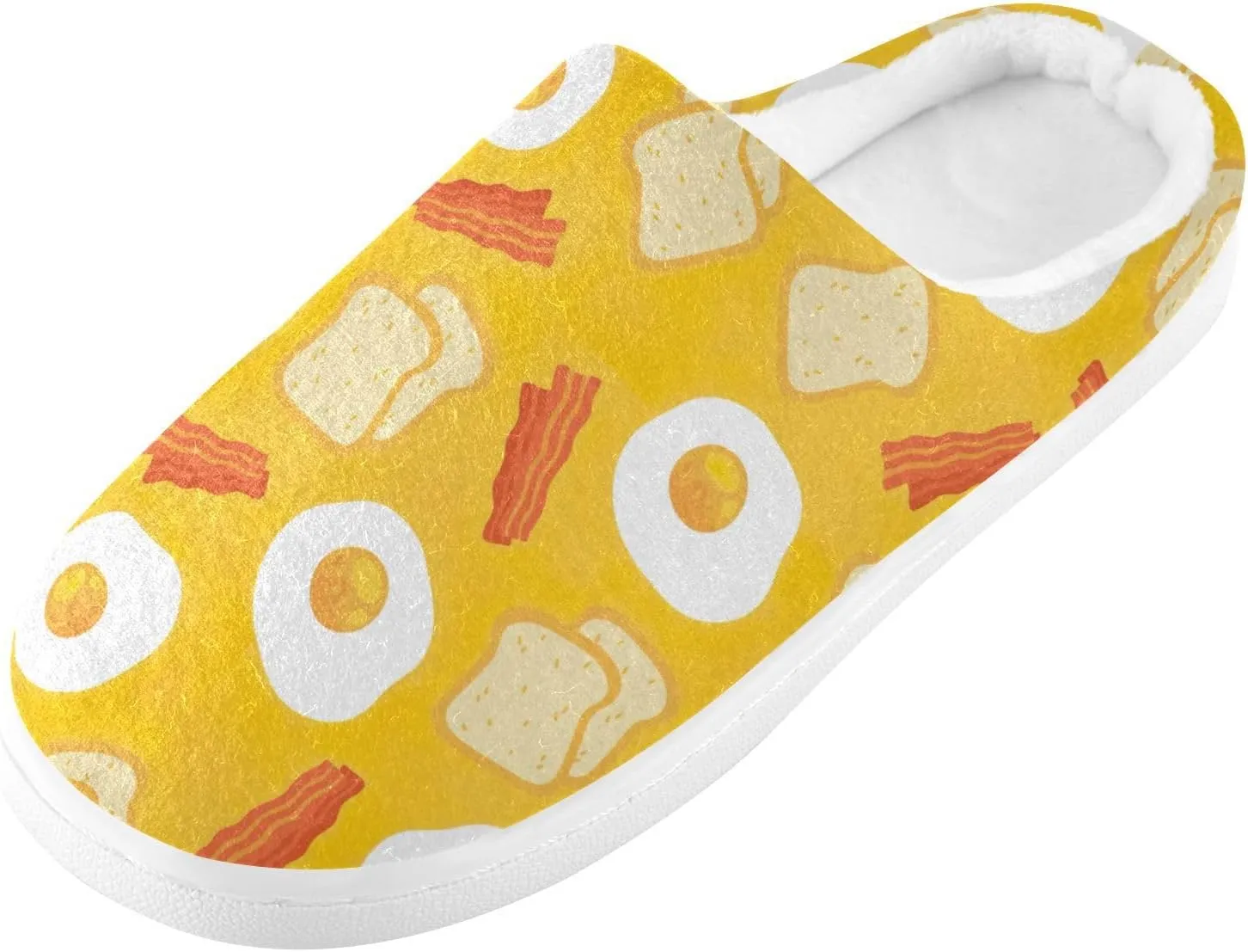 GAIGEO Slippers Men Striped Flowers Yellow, Memory Foam Slippers Men for Indoor Bedroom, Warm Winter House Shoes