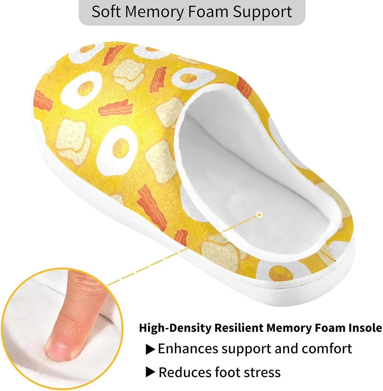 GAIGEO Slippers Men Striped Flowers Yellow, Memory Foam Slippers Men for Indoor Bedroom, Warm Winter House Shoes