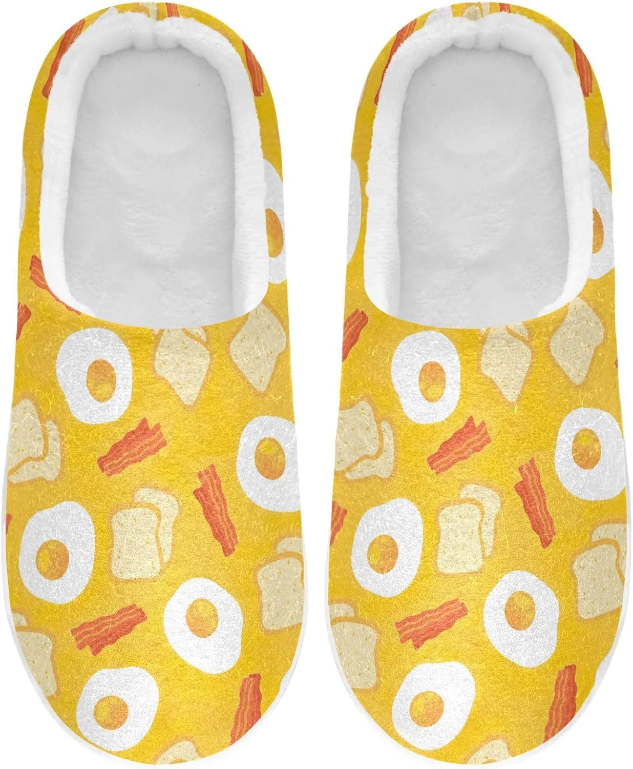GAIGEO Slippers Men Striped Flowers Yellow, Memory Foam Slippers Men for Indoor Bedroom, Warm Winter House Shoes