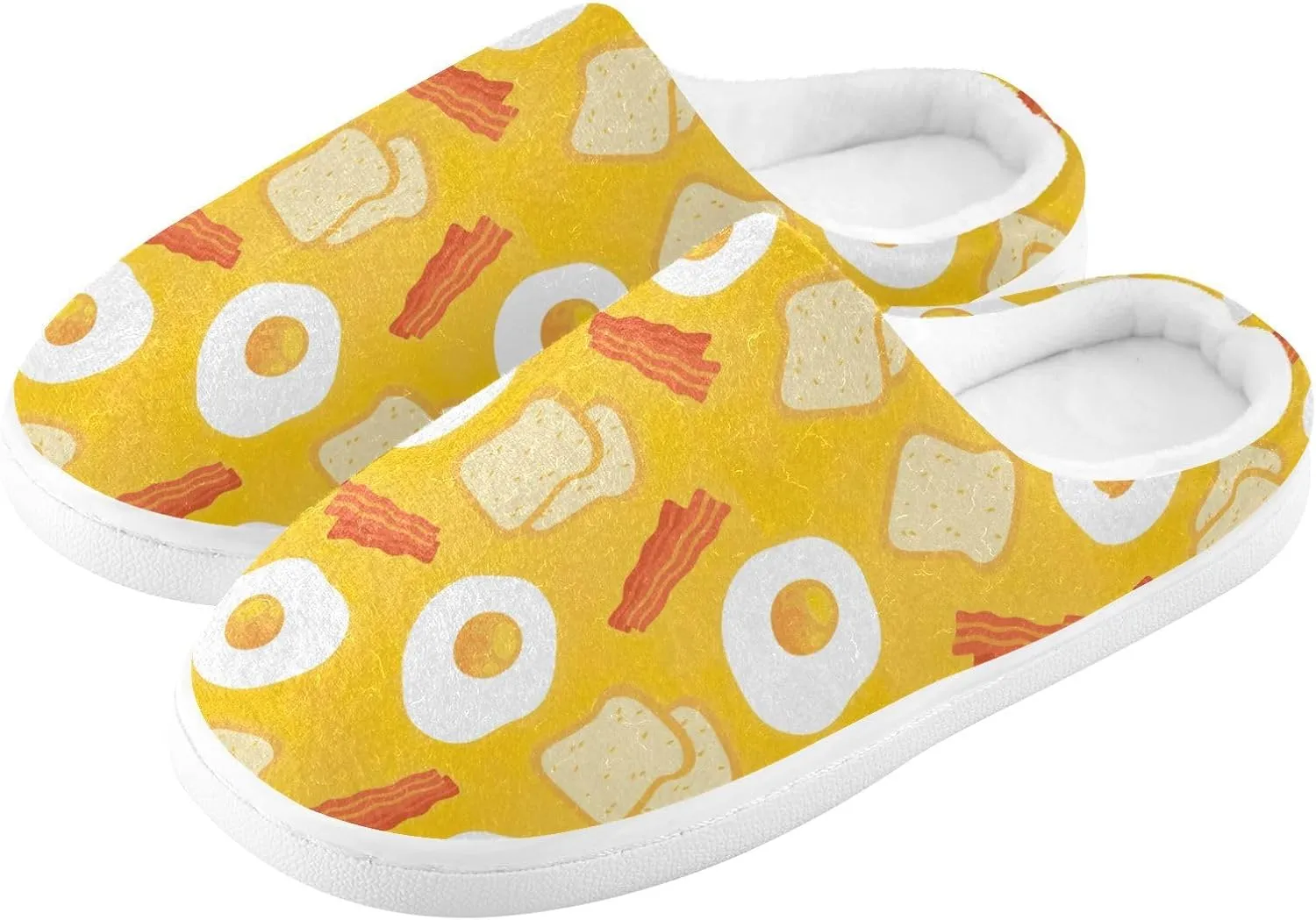 GAIGEO Slippers Men Striped Flowers Yellow, Memory Foam Slippers Men for Indoor Bedroom, Warm Winter House Shoes