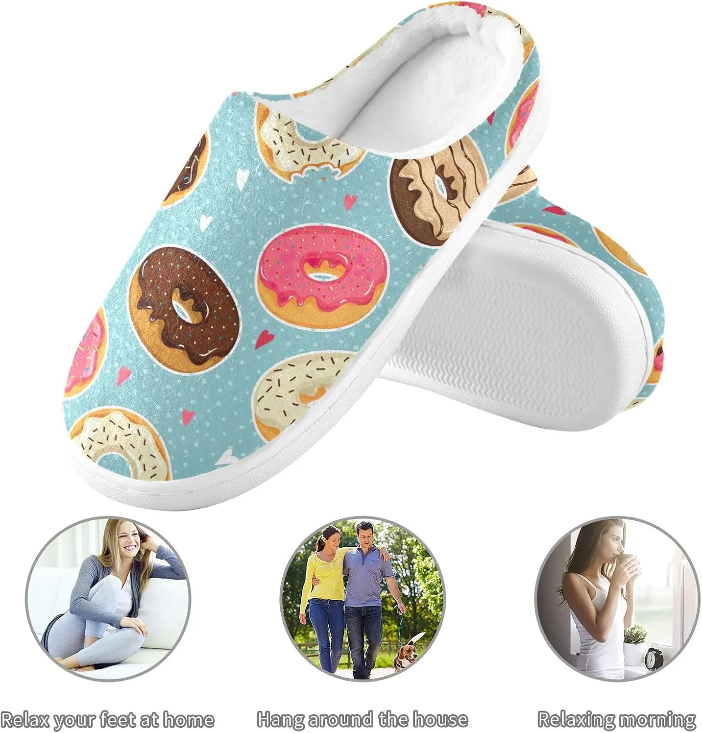 GAIGEO Slippers Men Striped Flowers Yellow, Memory Foam Slippers Men for Indoor Bedroom, Warm Winter House Shoes