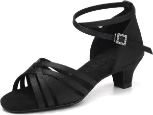 Girl's Latin Dance Shoes Low Heel Professional Performance Salsa Tango Ballroom Dancing Shoes,Model EM-930-XGG