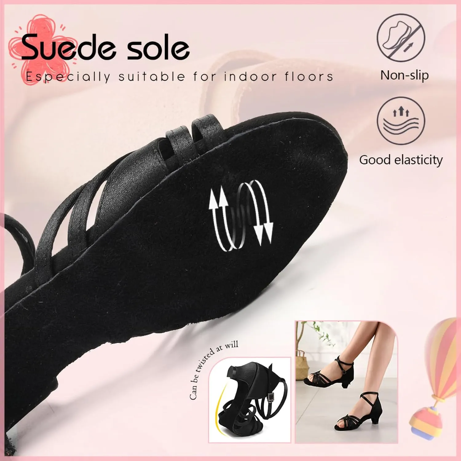 Girl's Latin Dance Shoes Low Heel Professional Performance Salsa Tango Ballroom Dancing Shoes,Model EM-930-XGG