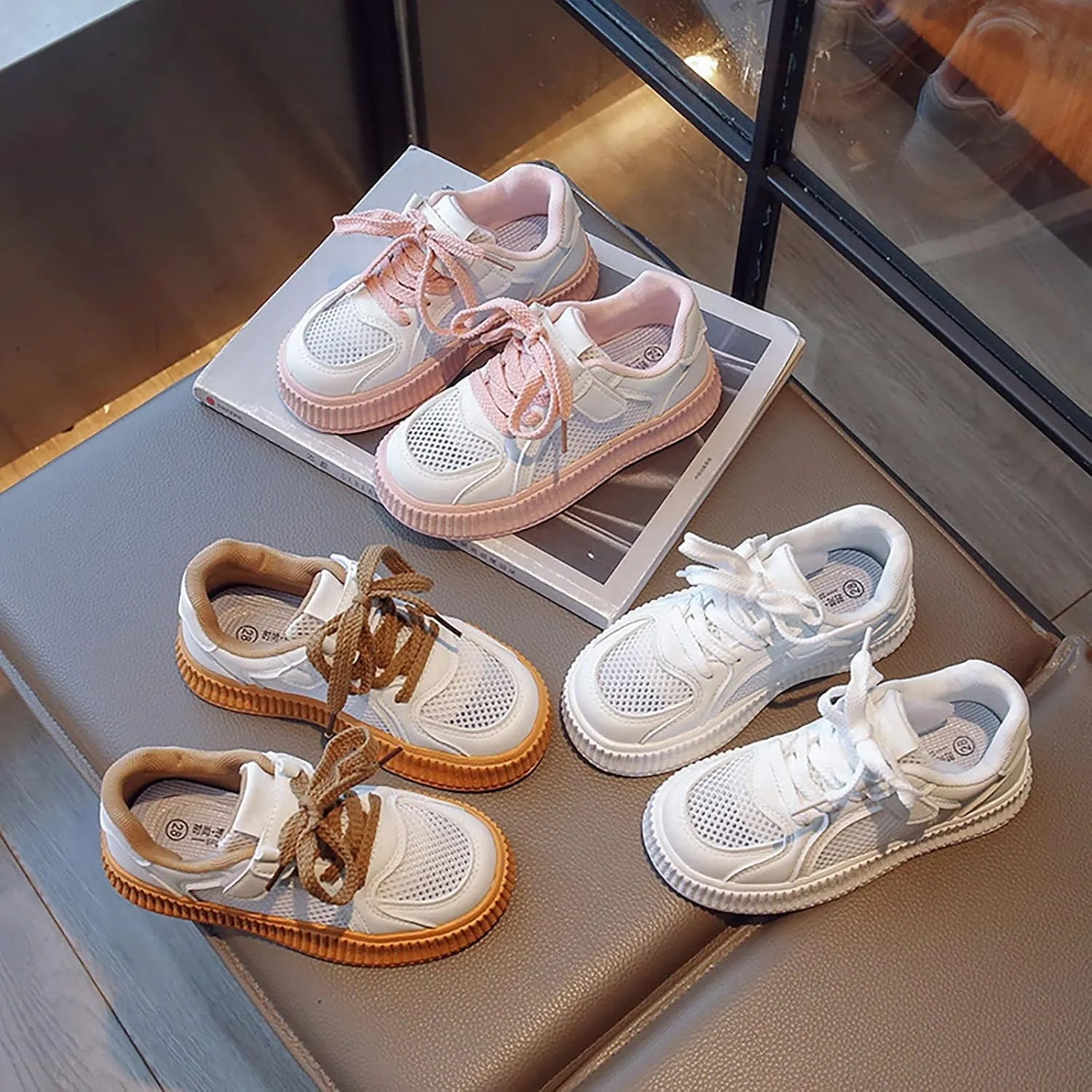Girls' Shoes Cookie Sneakers Mesh Shoes Casual Children's Shoes Breathable Board Shoes for Toddler Toddler School Shoes