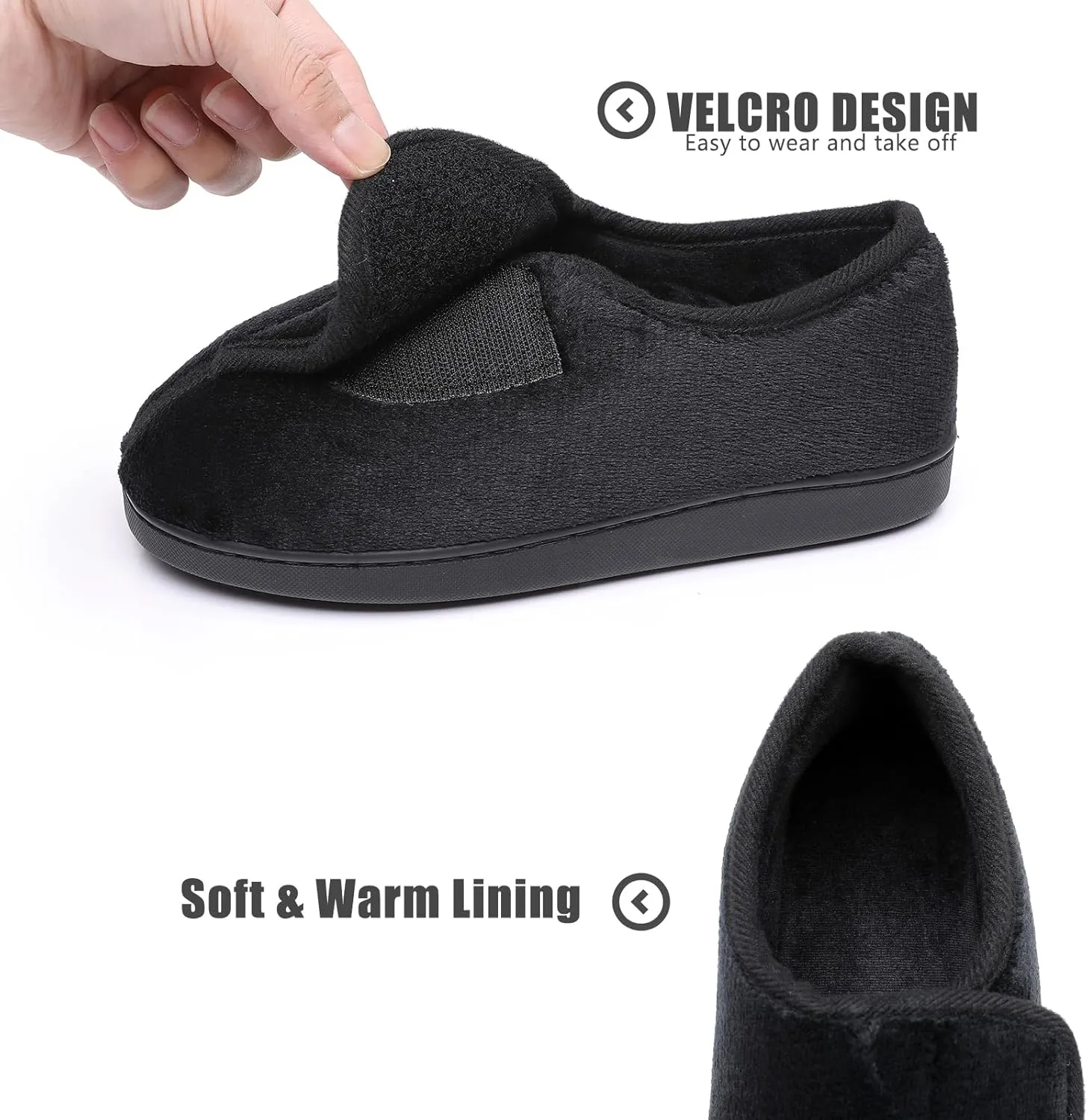 Git-up Women Soft wide Slippers Memory Foam Closed Toed Diabetic Arthritis Edema House Slippers
