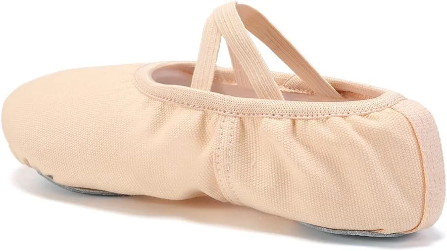 HIPPOSEUS Ballet Dance Shoes for Girls (Toddler/Little/Big Kid) Canvas Ballet Slippers Split Sole Ballet Flats