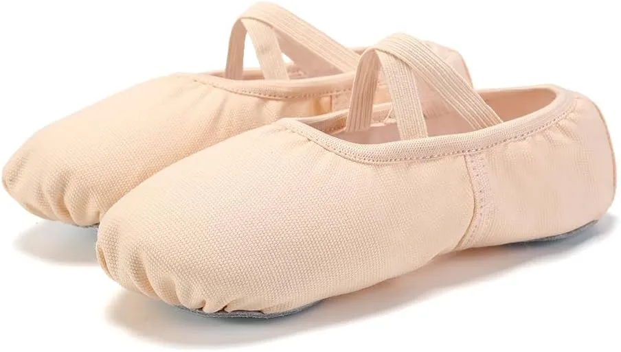 HIPPOSEUS Ballet Dance Shoes for Girls (Toddler/Little/Big Kid) Canvas Ballet Slippers Split Sole Ballet Flats