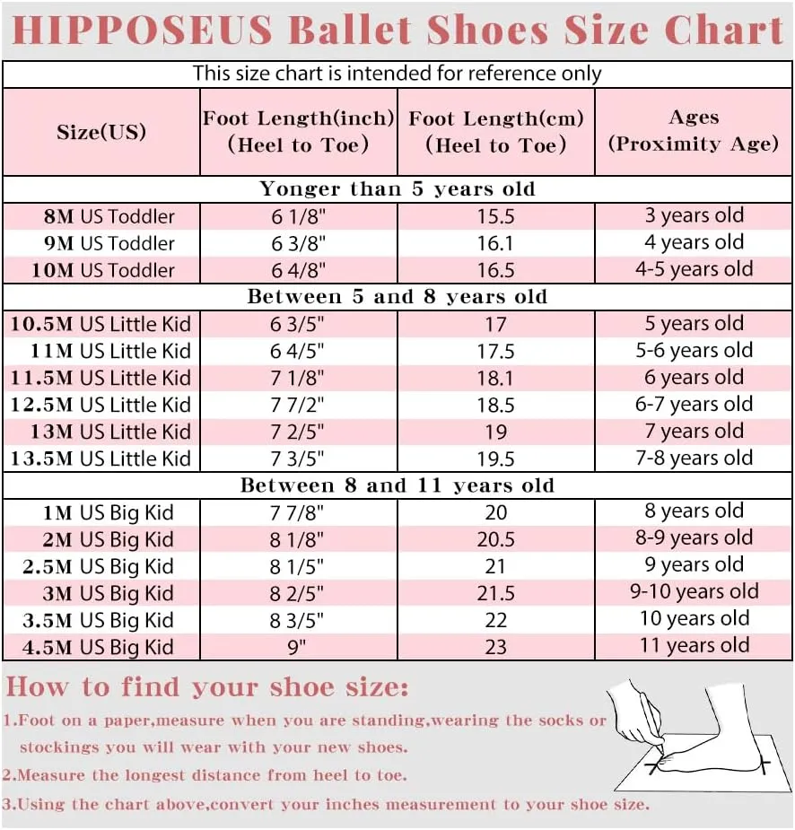 HIPPOSEUS Ballet Dance Shoes for Girls (Toddler/Little/Big Kid) Canvas Ballet Slippers Split Sole Ballet Flats