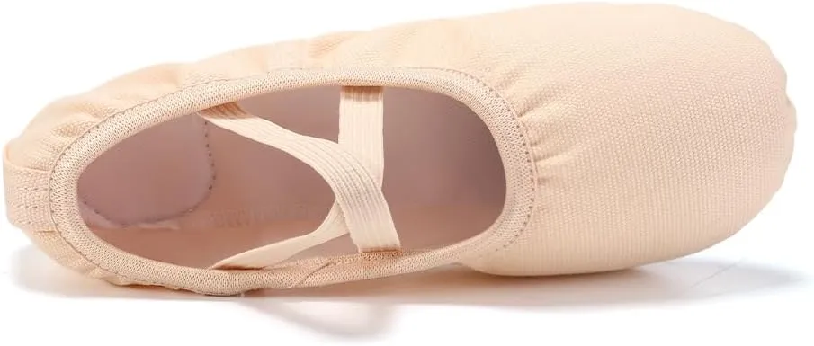 HIPPOSEUS Ballet Dance Shoes for Girls (Toddler/Little/Big Kid) Canvas Ballet Slippers Split Sole Ballet Flats