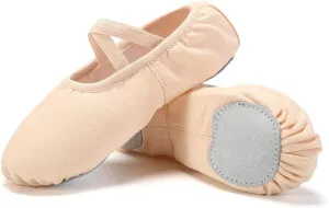 HIPPOSEUS Ballet Dance Shoes for Girls (Toddler/Little/Big Kid) Canvas Ballet Slippers Split Sole Ballet Flats