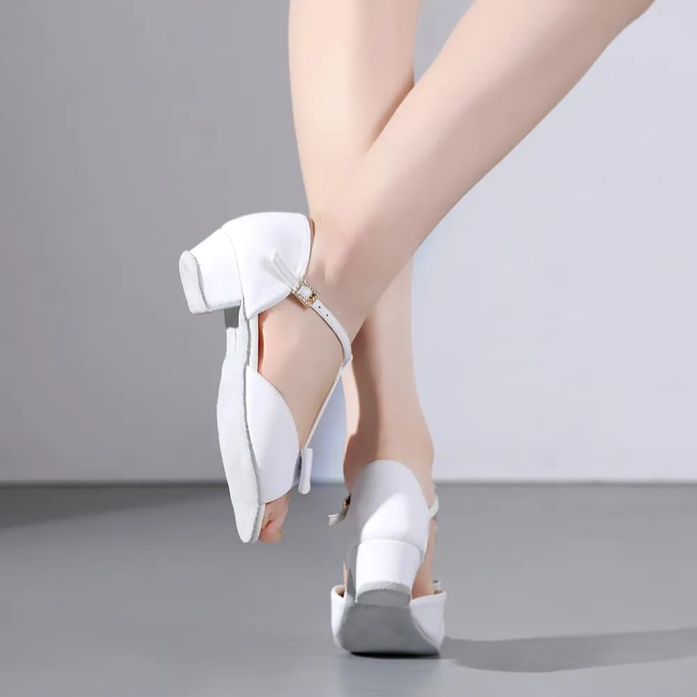 HIPPOSEUS Girls T-Strap Latin Ballroom Dance Shoes Bows Wedding Sandals
