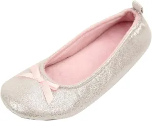 Home Slipper Women's Ballerina Plush Soft Sole Indoor House Ballet Slippers