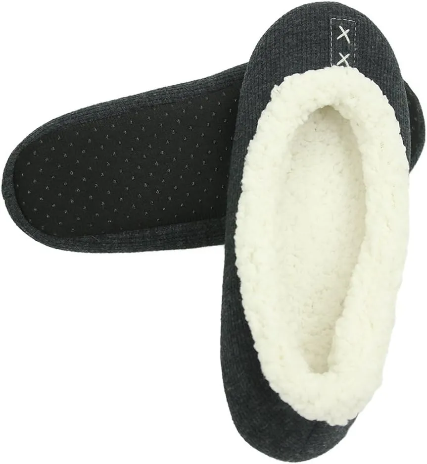 Home Slipper Women's Ballerina Plush Soft Sole Indoor House Ballet Slippers