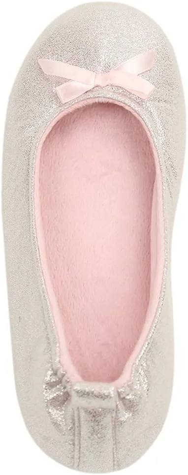 Home Slipper Women's Ballerina Plush Soft Sole Indoor House Ballet Slippers
