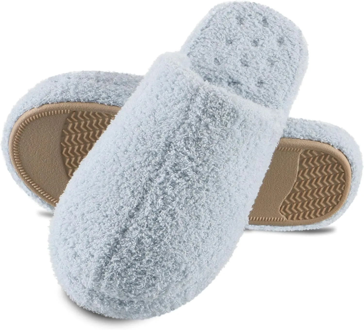 isotoner Women's Cozy Plush Terry Knit Joey Scuff Slippers-Memory Foam