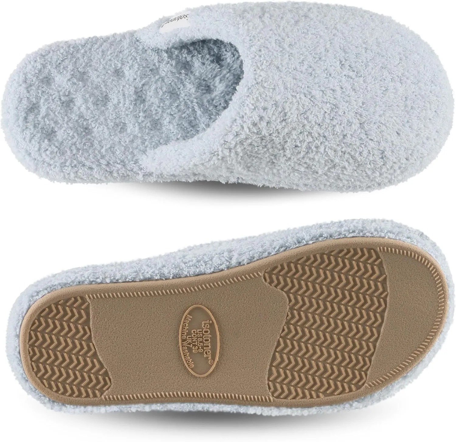 isotoner Women's Cozy Plush Terry Knit Joey Scuff Slippers-Memory Foam