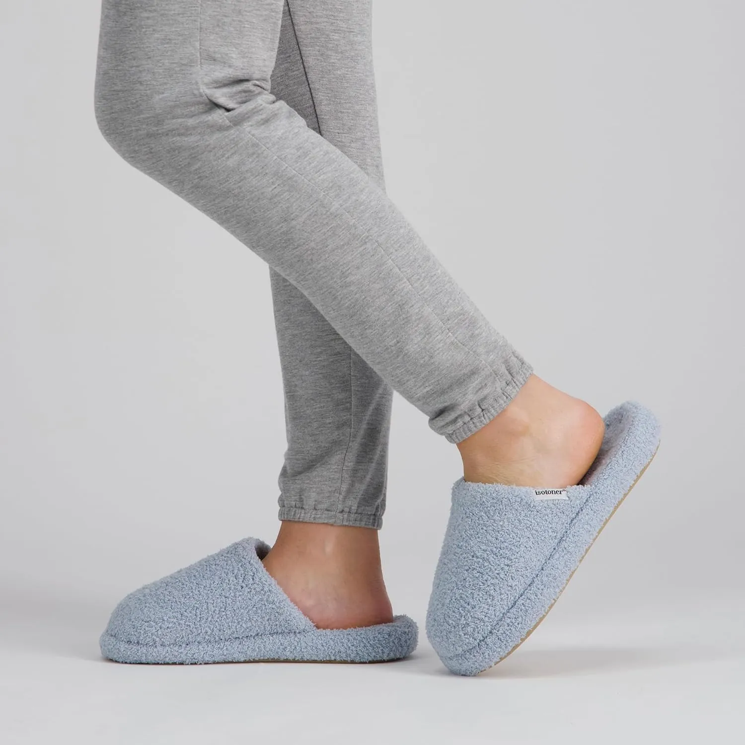 isotoner Women's Cozy Plush Terry Knit Joey Scuff Slippers-Memory Foam