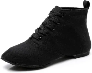 JUODVMP Canvas Lace-up Dance Shoes Flat Practice Jazz Dancing Boots for Women,Model MFGDBJSX