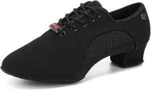 JUODVMP Women's Ballroom Dance Shoes Closed-Toe 2 inch Heel Split-Sole Salsa Professional Practice Shoes Low Heel Dance Shoes