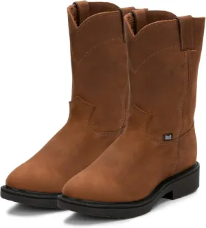 Justin Conductor 10" Work Boots for Men - Round Toe Premium Full-Grain Leather Uppers with Non Slip Traction Outsole, EH-Rated