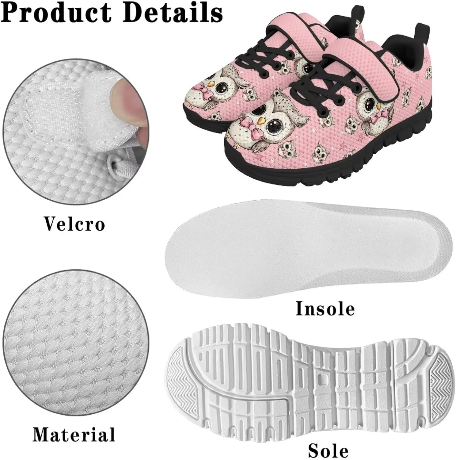 Kids Animals Shoes Comfortable Breathable Hook and Loops Strap Running Shoes for Litter Kids Daily Non-Slip Athletic Outdoor School Sport Sneaker for Big Kids US 11-15