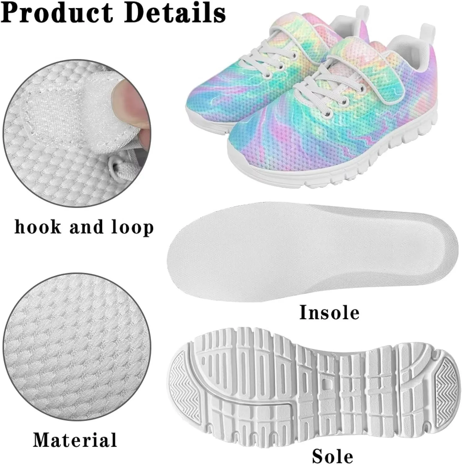 Kids Shoes Comfortable Athletic Running Breathable Hook and Loops Shoes for Litter Kids Non-Slip School Sport Sneaker for Boys Girls US 11-15