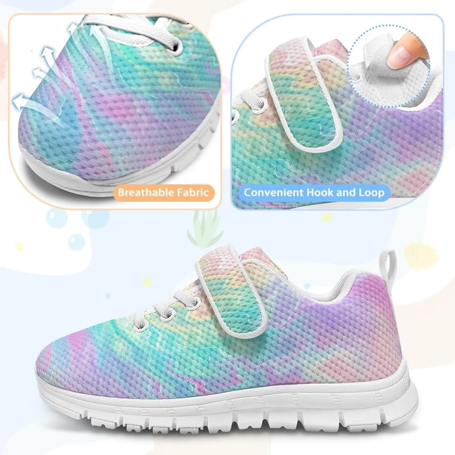 Kids Shoes Comfortable Athletic Running Breathable Hook and Loops Shoes for Litter Kids Non-Slip School Sport Sneaker for Boys Girls US 11-15