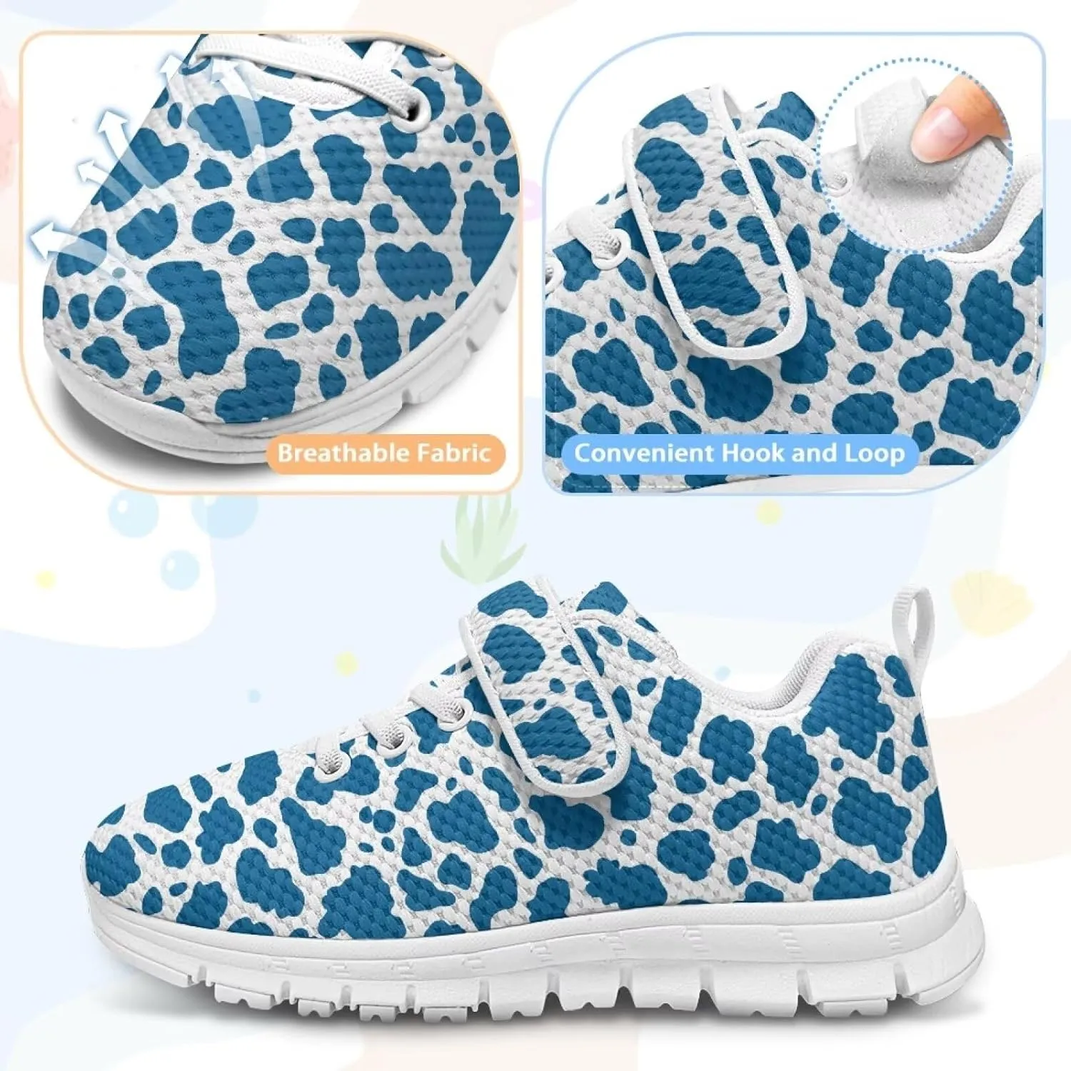 Kids Shoes Comfortable Athletic Running Breathable Hook and Loops Shoes for Litter Kids Non-Slip School Sport Sneaker for Boys Girls US 11-15