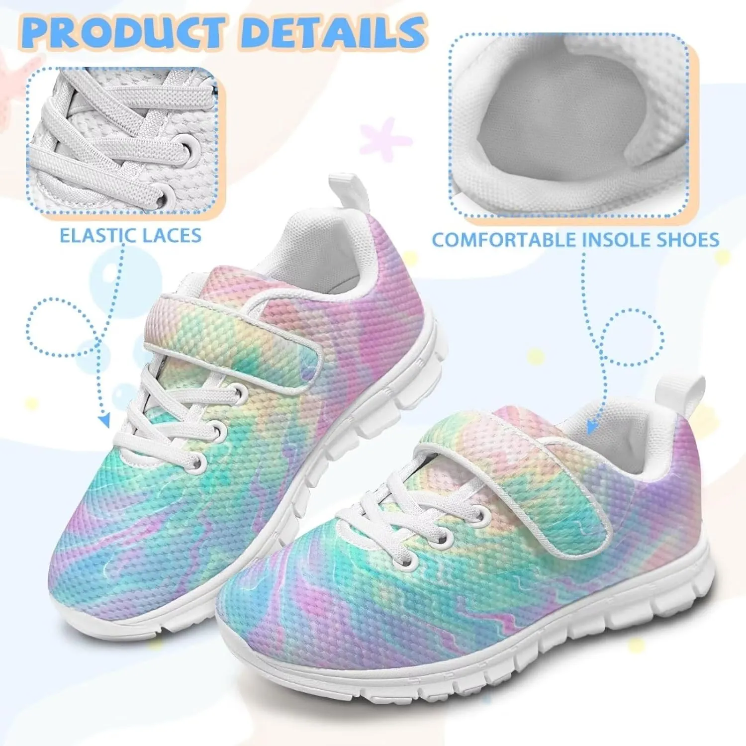 Kids Shoes Comfortable Athletic Running Breathable Hook and Loops Shoes for Litter Kids Non-Slip School Sport Sneaker for Boys Girls US 11-15